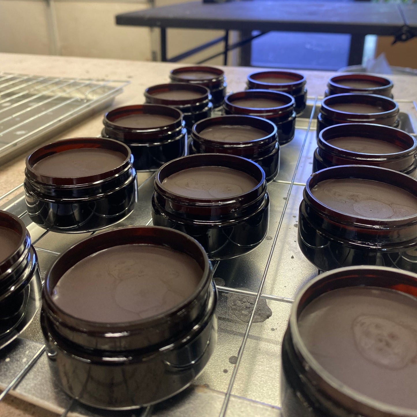 Dark Brown Leather Cream Polish fresh batch poured on cooling racks