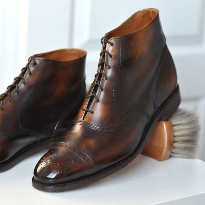 Custom Hickory Patina by PatinaWorks Arizona on these Allen Edmonds Fifth Street Boots using Pure Patina Bundle