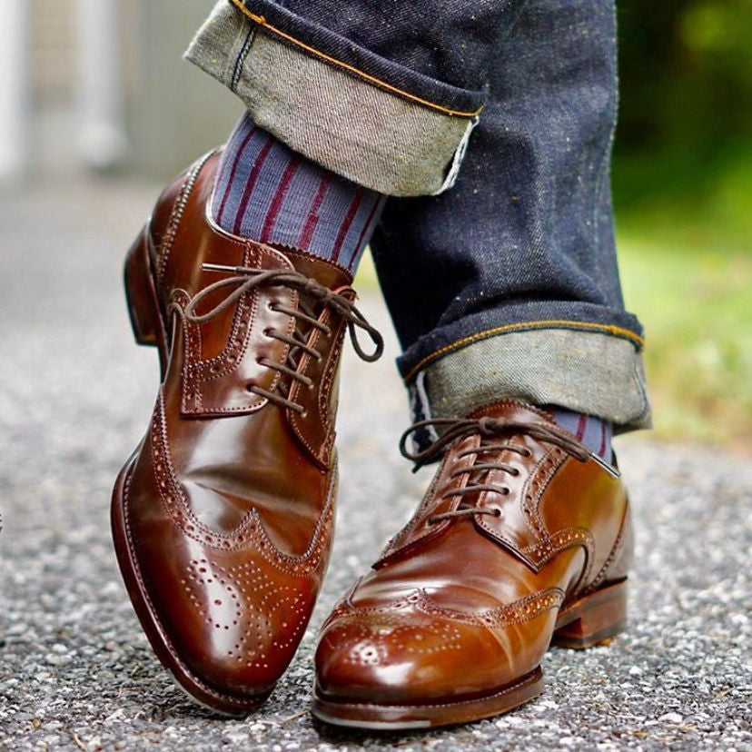 Walnut Shoe Polish Paste / Wax used on a pair of Carmina Armagnac Shell Cordovan Wingtip Derbies